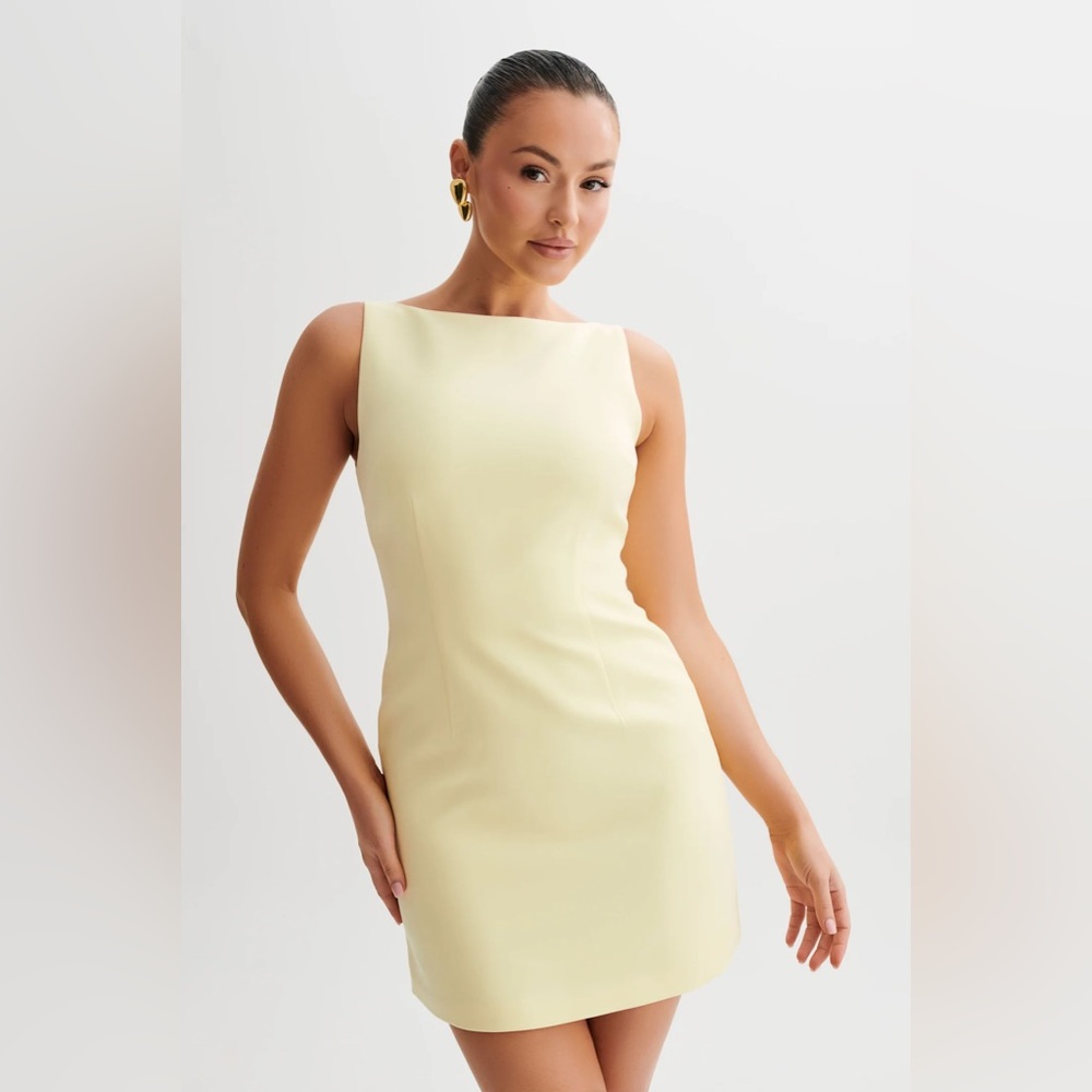 Elegant Butter Yellow Sleeveless Dress